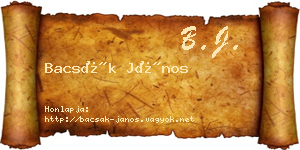 Bacsák János névjegykártya